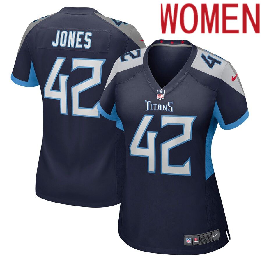 Women Tennessee Titans #42 Joe Jones Nike Navy Game NFL Jersey->women nfl jersey->Women Jersey